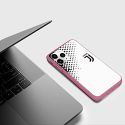 Чехол iPhone 11 Pro матовый Juventus sport black geometry, цвет: 3D-малиновый — фото 2