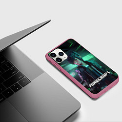 Чехол iPhone 11 Pro матовый Minecraft персонаж хакер, цвет: 3D-малиновый — фото 2