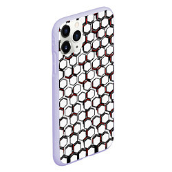 Чехол iPhone 11 Pro матовый Киберпанк узор из шестиугольников красный, цвет: 3D-светло-сиреневый — фото 2