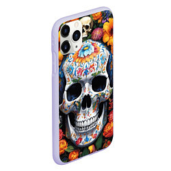 Чехол iPhone 11 Pro матовый Bright colors and a skull, цвет: 3D-светло-сиреневый — фото 2