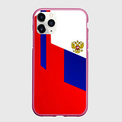 Чехол iPhone 11 Pro матовый Россия геометрия спортивная, цвет: 3D-малиновый