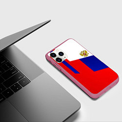 Чехол iPhone 11 Pro матовый Россия геометрия спортивная, цвет: 3D-малиновый — фото 2