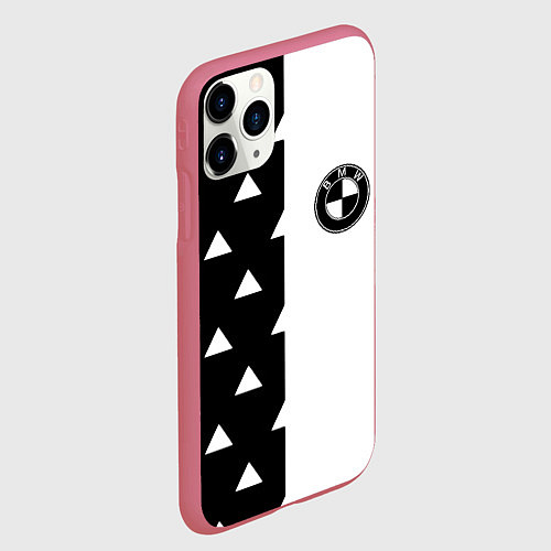 Чехол iPhone 11 Pro матовый BMW геометрия / 3D-Малиновый – фото 2