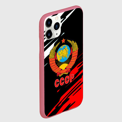 Чехол iPhone 11 Pro матовый СССР краски текстура / 3D-Малиновый – фото 2
