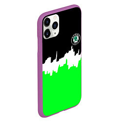 Чехол iPhone 11 Pro матовый Skoda геометрия краски спорт, цвет: 3D-фиолетовый — фото 2