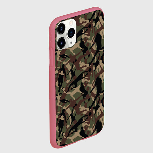 Чехол iPhone 11 Pro матовый Футбол - камуфляж / 3D-Малиновый – фото 2