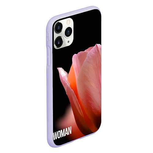 Чехол iPhone 11 Pro матовый Тюльпан на чёрном - woman / 3D-Светло-сиреневый – фото 2