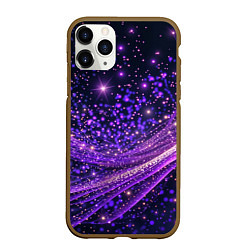 Чехол iPhone 11 Pro матовый Фиолетовые сверкающие абстрактные волны, цвет: 3D-коричневый