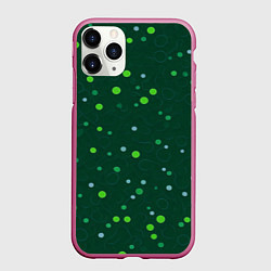 Чехол iPhone 11 Pro матовый Прикольный горошек зелёный, цвет: 3D-малиновый