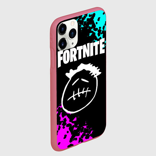 Чехол iPhone 11 Pro матовый Фортнайт neon / 3D-Малиновый – фото 2