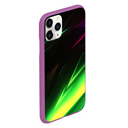 Чехол iPhone 11 Pro матовый Geometry stripes кислотный неон, цвет: 3D-фиолетовый — фото 2