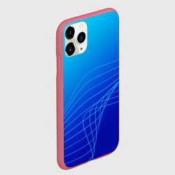 Чехол iPhone 11 Pro матовый Синий градиент полосы, цвет: 3D-малиновый — фото 2