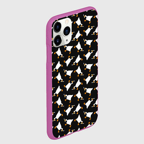Чехол iPhone 11 Pro матовый Злой гусь с ножом / 3D-Фиолетовый – фото 2
