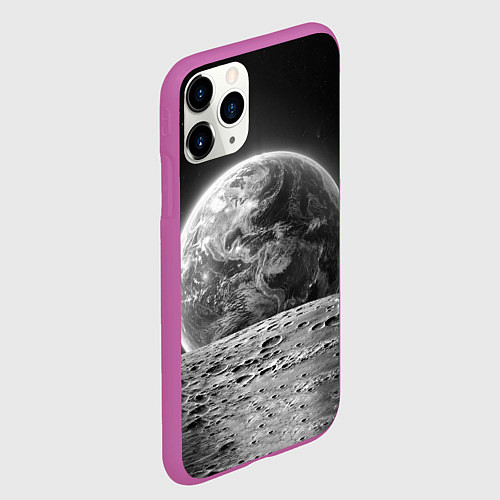 Чехол iPhone 11 Pro матовый Вид Земли со спутника / 3D-Фиолетовый – фото 2