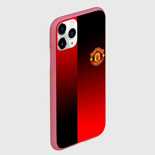 Чехол iPhone 11 Pro матовый Манчестер Юнайтед градиент спорт / 3D-Малиновый – фото 2