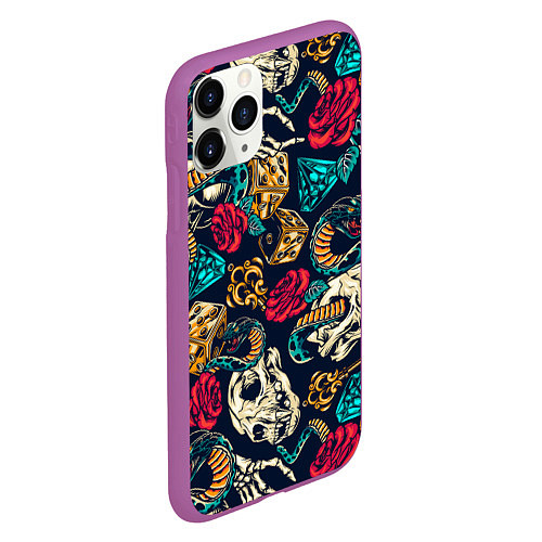 Чехол iPhone 11 Pro матовый Tattoo dice / 3D-Фиолетовый – фото 2