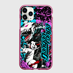 Чехол iPhone 11 Pro матовый Monokuma - fan art, цвет: 3D-малиновый