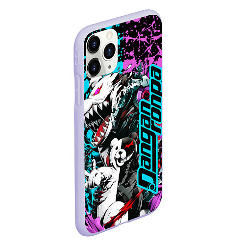 Чехол iPhone 11 Pro матовый Monokuma - fan art / 3D-Светло-сиреневый – фото 2