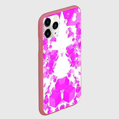 Чехол iPhone 11 Pro матовый Розовые осколки / 3D-Малиновый – фото 2