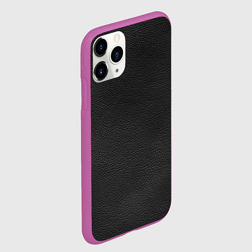 Чехол iPhone 11 Pro матовый Чёрная мятая кожа / 3D-Фиолетовый – фото 2