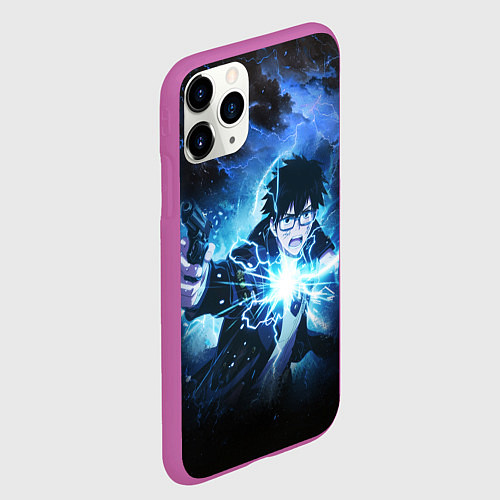 Чехол iPhone 11 Pro матовый Юкио - Синий экзорцист / 3D-Фиолетовый – фото 2