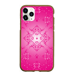 Чехол iPhone 11 Pro матовый Узоры на розовом фоне, цвет: 3D-коричневый