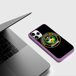 Чехол iPhone 11 Pro матовый Инженерные войска - Россия, цвет: 3D-фиолетовый — фото 2