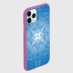 Чехол iPhone 11 Pro матовый Векторные узоры на голубом фоне, цвет: 3D-фиолетовый — фото 2