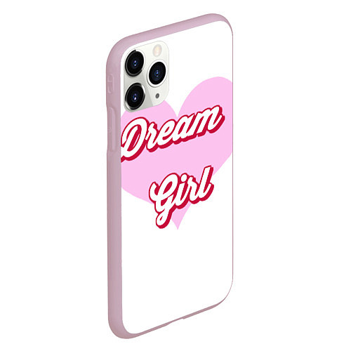 Чехол iPhone 11 Pro матовый Девушка-мечта и розовое сердце / 3D-Розовый – фото 2