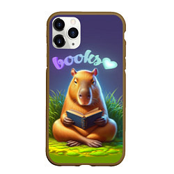 Чехол iPhone 11 Pro матовый Капибара любит книги