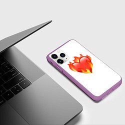 Чехол iPhone 11 Pro матовый Сердце в огне эмодзи, цвет: 3D-фиолетовый — фото 2
