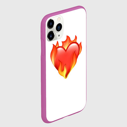 Чехол iPhone 11 Pro матовый Сердце в огне эмодзи / 3D-Фиолетовый – фото 2