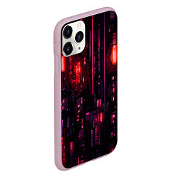 Чехол iPhone 11 Pro матовый Киберпанк светящиеся красные элементы, цвет: 3D-розовый — фото 2