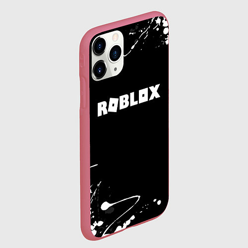 Чехол iPhone 11 Pro матовый Roblox текстура краски белые / 3D-Малиновый – фото 2