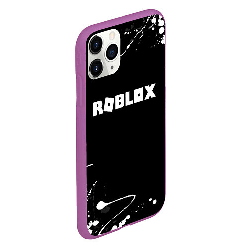 Чехол iPhone 11 Pro матовый Roblox текстура краски белые / 3D-Фиолетовый – фото 2