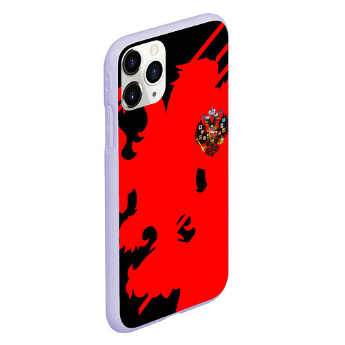 Чехол iPhone 11 Pro матовый Герб России абстракция спорт текстура / 3D-Светло-сиреневый – фото 2