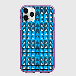 Чехол iPhone 11 Pro матовый Узор из треугольников синий, цвет: 3D-фиолетовый