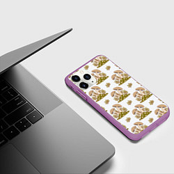 Чехол iPhone 11 Pro матовый Грибы и веточки, цвет: 3D-фиолетовый — фото 2