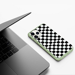 Чехол iPhone 11 Pro матовый Шахматный паттерн доска, цвет: 3D-салатовый — фото 2