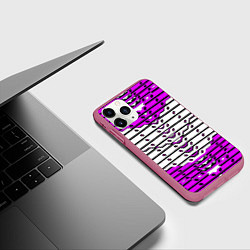 Чехол iPhone 11 Pro матовый Фиолетово-белая техно броня, цвет: 3D-малиновый — фото 2