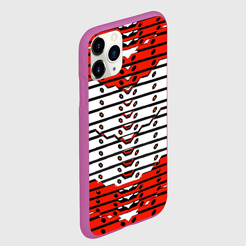 Чехол iPhone 11 Pro матовый Красно-белая техно броня / 3D-Фиолетовый – фото 2