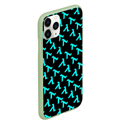Чехол iPhone 11 Pro матовый Half life pattern freeman valve / 3D-Салатовый – фото 2