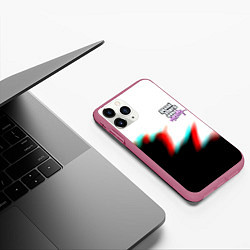 Чехол iPhone 11 Pro матовый GTA glitch текстура вайсити, цвет: 3D-малиновый — фото 2