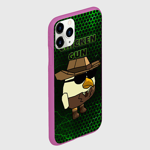 Чехол iPhone 11 Pro матовый Chicken gun green / 3D-Фиолетовый – фото 2
