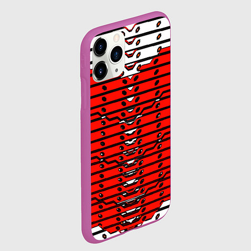 Чехол iPhone 11 Pro матовый Красно-белая техно броня / 3D-Фиолетовый – фото 2