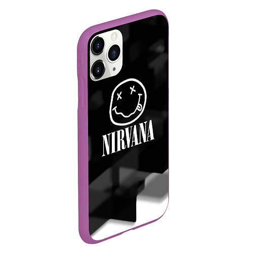 Чехол iPhone 11 Pro матовый Nirvana текстура рок / 3D-Фиолетовый – фото 2