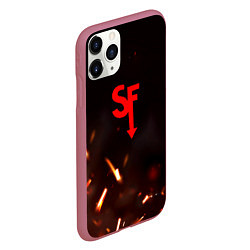 Чехол iPhone 11 Pro матовый Sally face искры огня, цвет: 3D-малиновый — фото 2