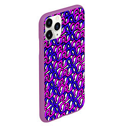 Чехол iPhone 11 Pro матовый Фиолетовый узор и чёрная обводка, цвет: 3D-фиолетовый — фото 2