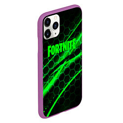 Чехол iPhone 11 Pro матовый Fortnite epic броня зелёная, цвет: 3D-фиолетовый — фото 2