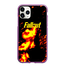Чехол iPhone 11 Pro матовый Fallout огнненое лого, цвет: 3D-фиолетовый